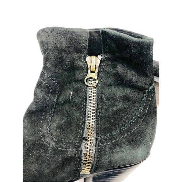 Sam Edelman women's sz 7 black suede leather fringe zip ankle boot - Picture 4 of 8